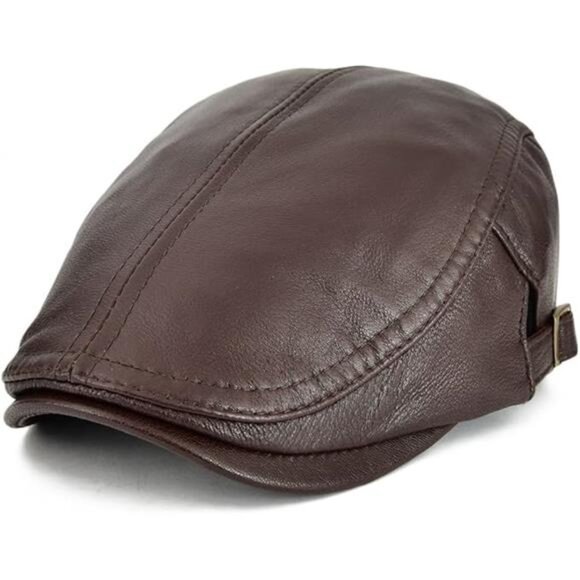 VOBOOM Men Women Adjustable Genuine Leather Ivy Cap Newsboy Hat main image 6